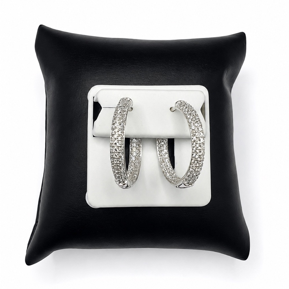 925 Sterling Silver Pave CZ Hoop Earrings - Women’s Jesus